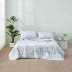 Washable Cotton Summer Duvet - Azure Bloom