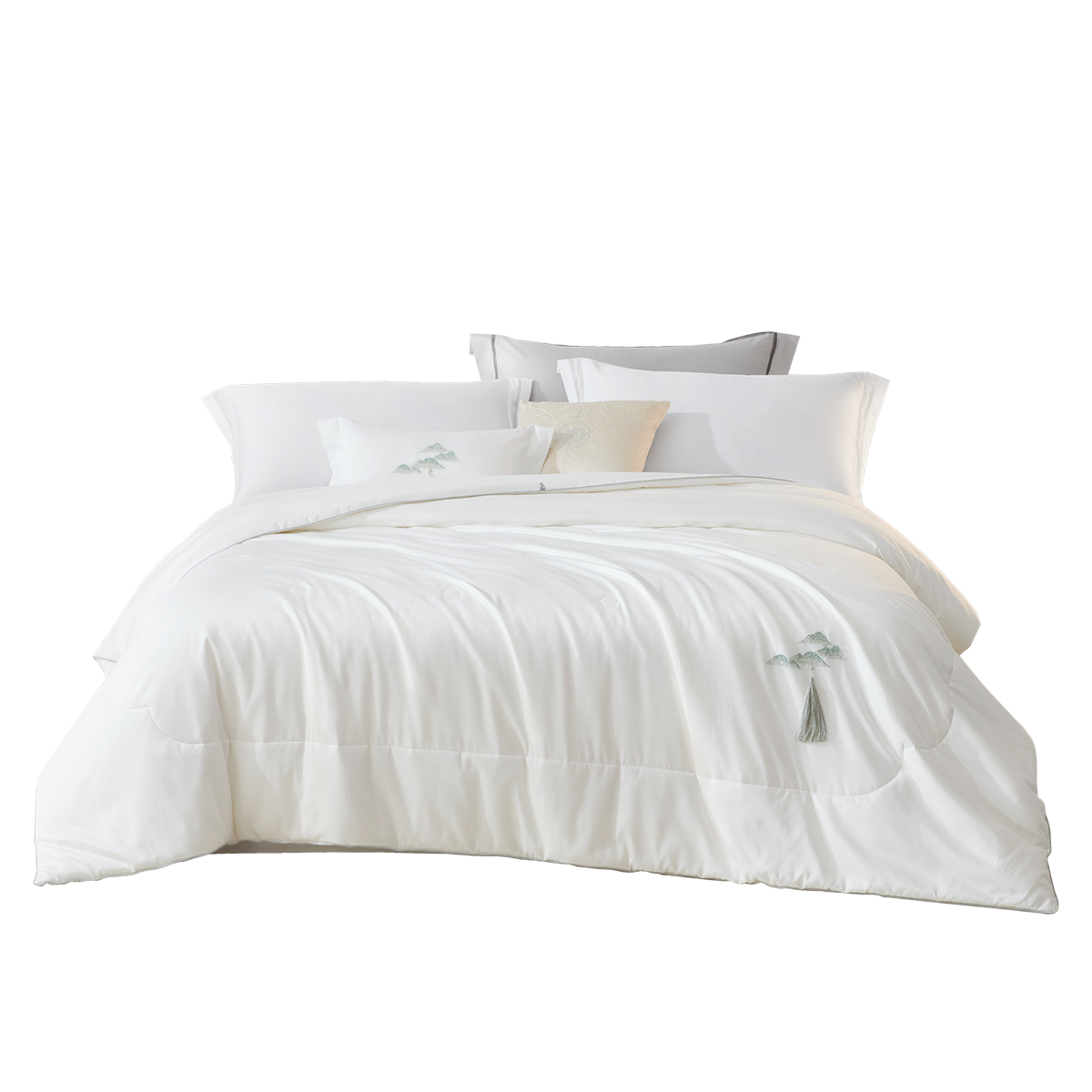 Landscape Embroidered Silk-Filled All-Season Duvet