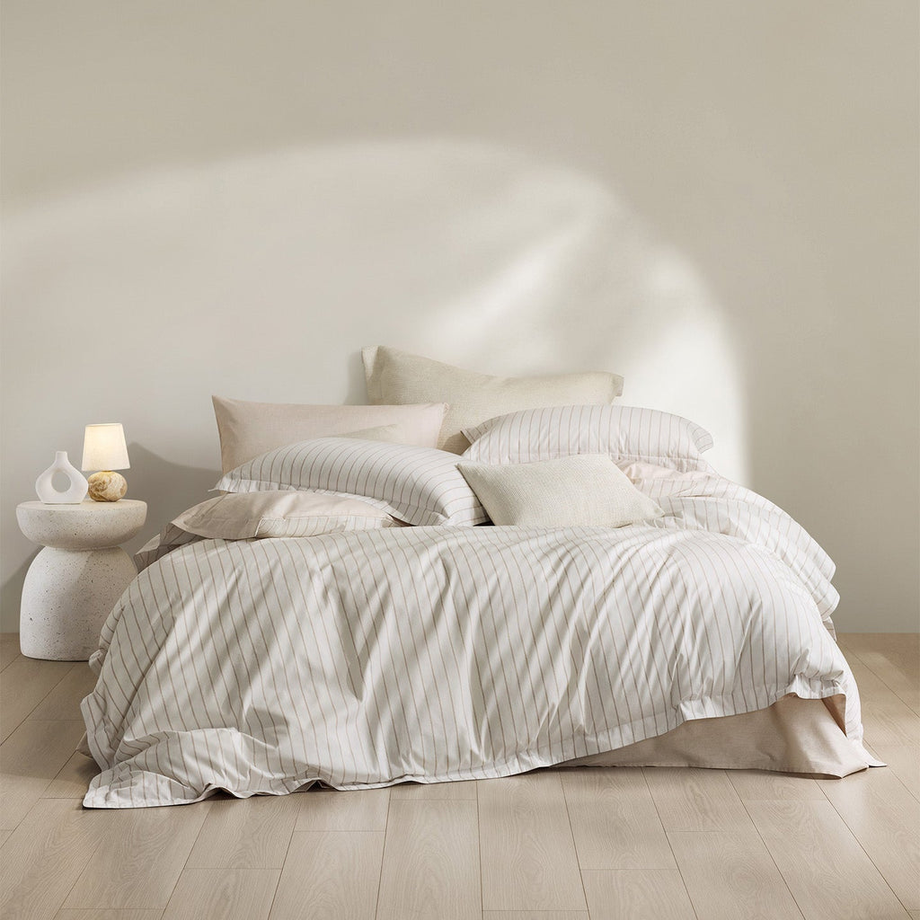 Reversible Easy-Care Stripe Cotton Bedding Set - 200 TC
