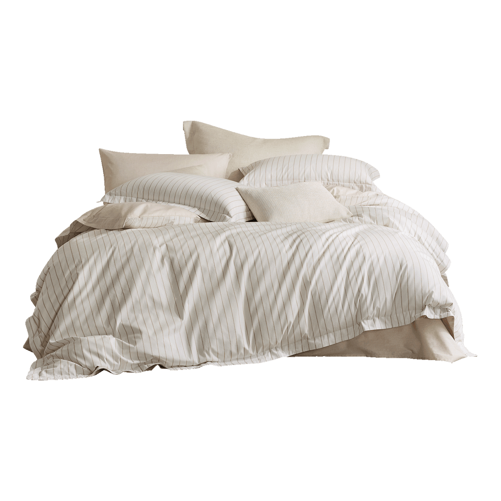 Reversible Easy-Care Stripe Cotton Bedding Set - 200 TC